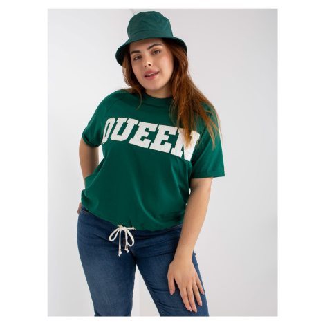 TMAVĚ ZELENÉ TRIČKO "QUEEN" S VÁZÁNÍM --DARK GREEN Tmavě zelená RELEVANCE