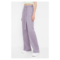Kalhoty Calvin Klein dámské, fialová barva, jednoduché, high waist