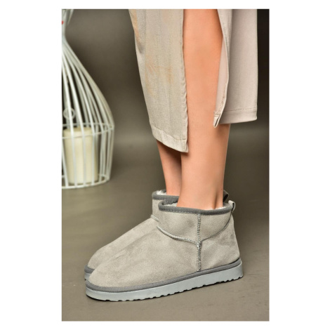 Dámské kotníkové boty Fox Shoes R612018402 šedé semišové s vnitřním kožíškem