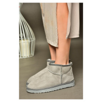 Fox Shoes R612018402 Gray Suede Women's Boots with Pile Inner Ankle Boots