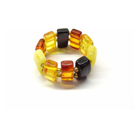 Pružný prstýnek z jantaru - multicolor
