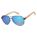 Sunmania Sunmania Modré dřevěné polarizační brýle pilotky "Wood" 727586076