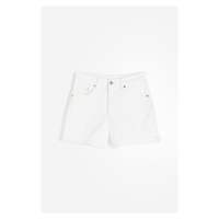 H & M - Džínové šortky Mom Ultra High - bílá