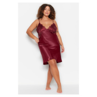 Trendyol Curve Burgundy Satin Woven Lace Nightgown