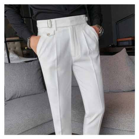 Pánské společenské kalhoty s opaskem a přezkou JFC FASHION