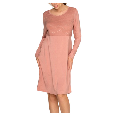 Dámská noční košile s dlouhým rukávem TIMO 375859 | hnědá