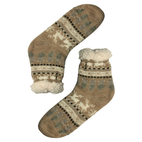 Norský vzor béžové ponožky s beránkem 1133 béžová