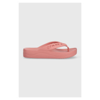 Žabky Crocs Baya Platform Flip dámské, růžová barva, na platformě, 208395