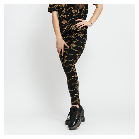 Urban Classics Ladies AOP Luxury Print Leggings černé / žluté / béžové