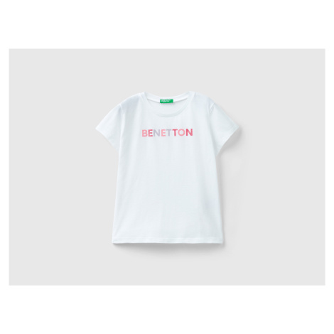 Benetton, T-shirt With Glittery Logo In Organic Cotton United Colors of Benetton