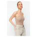 Trendyol Camel Ribbed Knitted Basic Knitwear Blouse