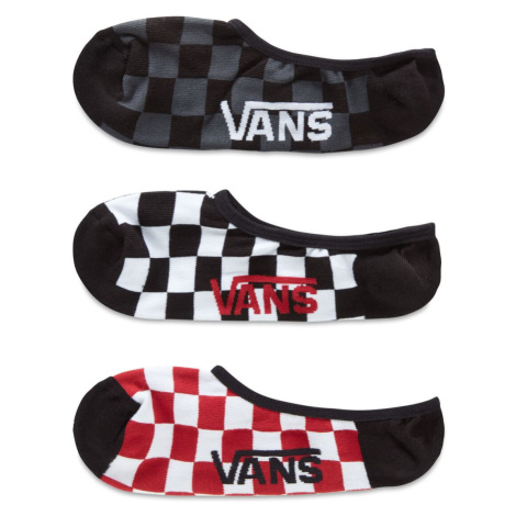 VANS 3 PACK - kotníkové ponožky CLASSIC SUPER NO SHOW RED-WHITE CHECK 38,5-42