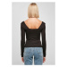 Ladies Rib Squared Neckline Longsleeve - black