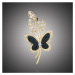 Éternelle Luxusní brož Swarovski Elements Elaina Gold - motýl B7158-LXT0569B Zlatá