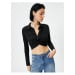 Koton Crop Shirt Slim Fit Classic Collar with Binding Detail