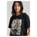 TRIČKO GANT REL PALM PRINT SS T-SHIRT BLACK