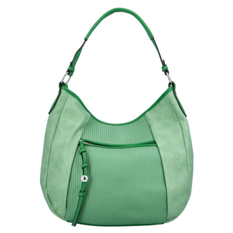 Dámská koženková kabelka s kapsou na přední straně Anna,  zelená Maria C.