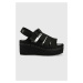 Sandály Pepe Jeans WITNEY dámské, černá barva, na klínku, PLS90577