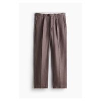 H & M - Lněné společenské kalhoty Relaxed Fit - béžová