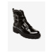Černé dámské lesklé kotníkové boty s ozdobnými detaily Steve Madden Hoofy