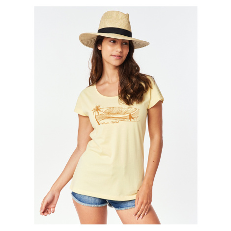 Světle žluté dámské tričko s potiskem Rip Curl