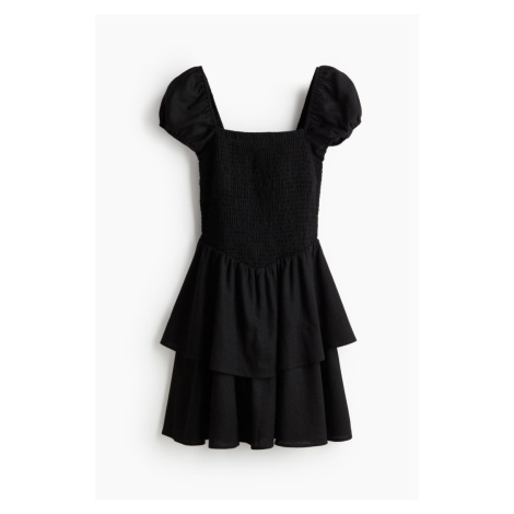 H & M - Šaty's žabkováním a volánovou sukní - černá H&M