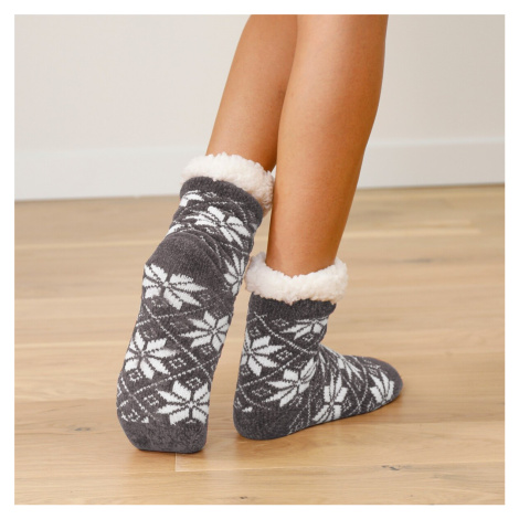 Žinylkové ponožky s podšívkou a protiskluzovou úpravou Blancheporte