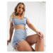 Love & Other gathered side co-ord crop top in blue