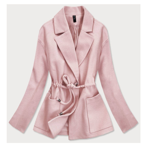 Krátký růžový volný dámský kabát model 16148742 - ROSSE LINE