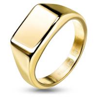 Prsten z nerezové oceli 316L - obdélník, hladký povrch, zlatá barva
