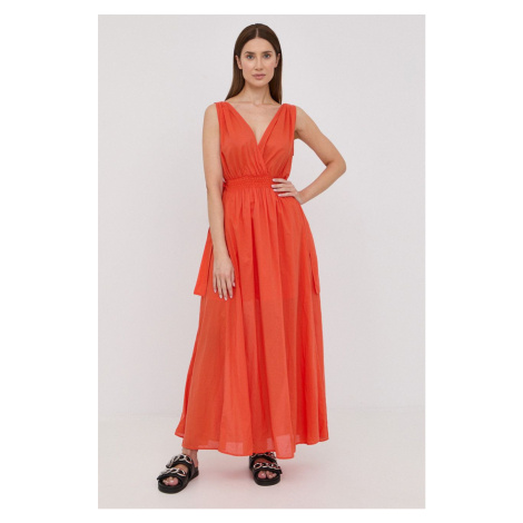 Bavlněné šaty Marella oranžová barva, maxi