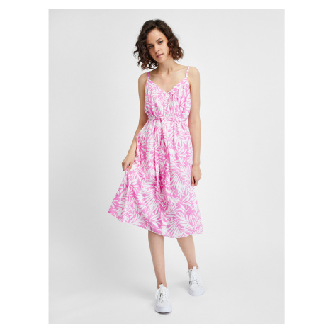 Bílo-růžové dámské květované šaty na ramínka GAP