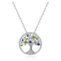 Beneto Stříbrný náhrdelník s třpytivými zirkony Strom života AGS1232/47