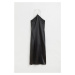 H & M - Saténové šaty halterneck - černá