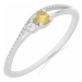 Prsten stříbrný s broušeným žlutým safírem a zirkonem Ag 925 031121 YS - 62 mm 1,25 g