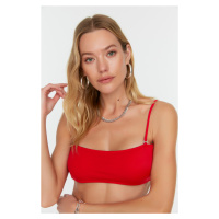 Trendyol Red Back Detail Bandeau Bikini Top