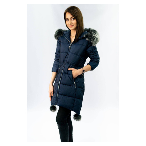 Tmavě modrá dámská zimní bunda s prodlouženými boky (GWW6788X) G-STONE