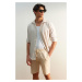 Trendyol Ecru Regular Fit Linen Look Shorts