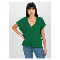 Tmavě zelené dámské jednobarevné bavlněné tričko MAYFLIES