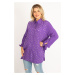 Şans Women's Lilac Viscose Shirt with Front Buttons, Lace-Up And Lacquer Print Detail.