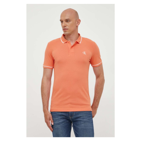 Polo tričko Calvin Klein Jeans oranžová barva