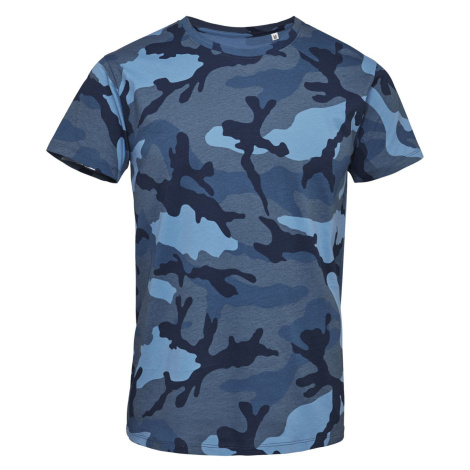 SOĽS Camo Men Pánské triko SL01188 Blue Camo SOL'S