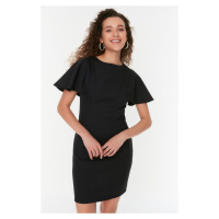 Trendyol černé rukávové detailní tkané tkané šaty