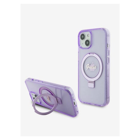 IML Ring Stand Glitter MagSafe Zadní Kryt pro iPhone 15 Plus Purple Obal na telefon Guess