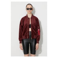 Bomber bunda Alpha Industries MA-1 OS Velvet LW Wmn 106002 184 vínová barva, přechodná