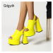 Pruhované sandály s asymetrickým podpatkem Party GoodDayGirl Fashion