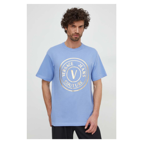 Bavlněné tričko Versace Jeans Couture s potiskem, 76GAHT04 CJ00T
