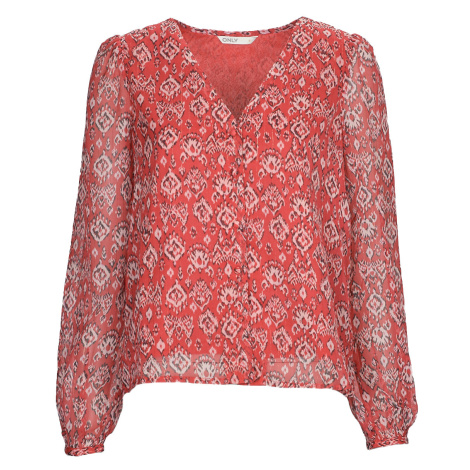 Only ONLHARPER L/S LUREX TOP Červená