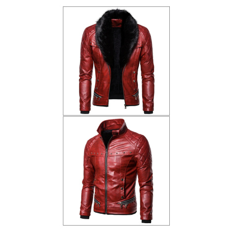 Motorkářská bunda kožená zimní s kožešinovým límcem