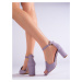 Designové dámské sandály fialové na širokém podpatku